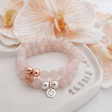 Load image into Gallery viewer, ADORE Rose quartz crystal 925 sterling silver and rose gold beaded bracelet - 8mm 2
