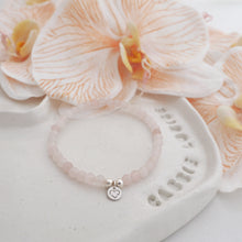 Load image into Gallery viewer, ADORE Rose quartz crystal 925 sterling silver beaded bracelet - 4mm 2
