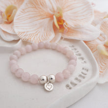 Load image into Gallery viewer, ADORE Rose quartz crystal 925 sterling silver beaded bracelet - 8mm beads
