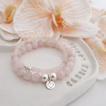 Load image into Gallery viewer, ADORE Rose quartz crystal 925 sterling silver beaded bracelet - 4mm and 8mm
