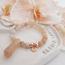Load image into Gallery viewer, BLOOM RISE 4 flower agate crystal point bracelet with 925 sterling silver - 8mm beads
