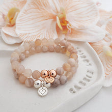 Load image into Gallery viewer, BLOOM flower agate crystal bracelet with 925 sterling silver and rose gold - 8mm beads 2
