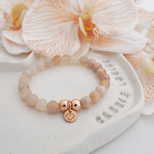 Load image into Gallery viewer, BLOOM flower agate crystal bracelet with rose gold - 8mm beads
