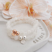 Load image into Gallery viewer, CLARITY selenite crystal 925 sterling silver and rose gold handmade beaded bracelet
