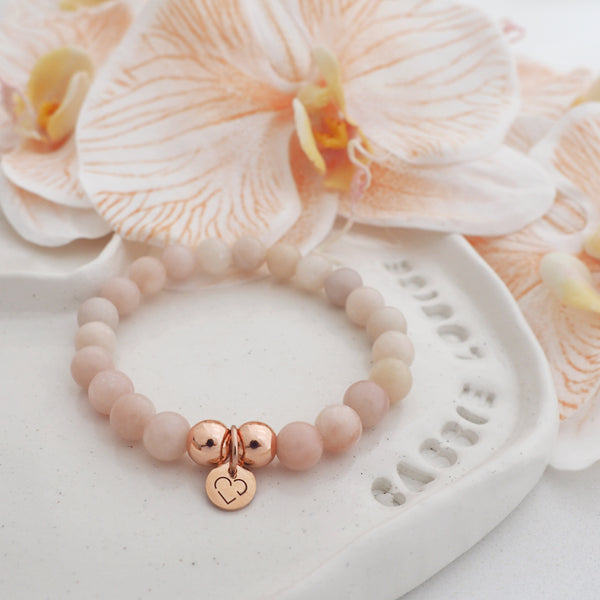 INSPIRE pink opal crystal rose gold handmade beaded bracelet - 8mm