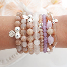 Load image into Gallery viewer, SUN BLOOM SS21 flower agate crystal bracelet stack 925 silver beach waves blonde sunset
