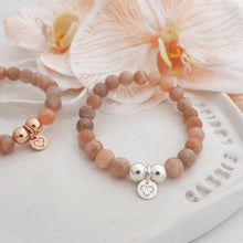 Load image into Gallery viewer, SUN sunstone crystal bracelet with 925 sterling silver and rose gold - 8mm beads
