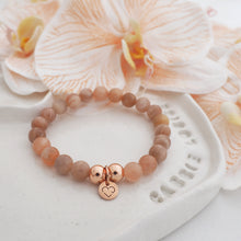 Load image into Gallery viewer, SUN sunstone crystal bracelet with rose gold - 8mm beads
