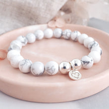 Load image into Gallery viewer, INTENTION 925 Sterling Silver Howlite handmade stretch bracelet 8mm 2
