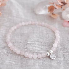 Load image into Gallery viewer, ADORE Rose quartz crystal 925 sterling silver beaded bracelet - 4mm
