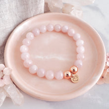 Load image into Gallery viewer, ADORE Rose quartz crystal rose gold beaded bracelet - 8mm
